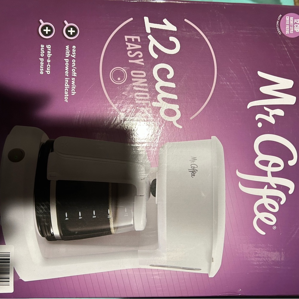 Mr Coffee 12 Cup Easy On/Off Filter Coffee Maker White Brew Auto Pause NOB